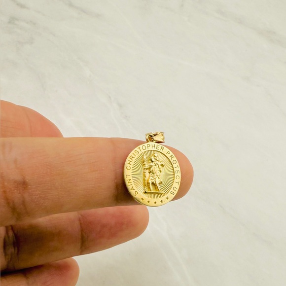 10k solid gold Saint Christopher pendant